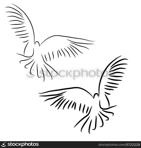 Concept of love or peace. Set of white vector doves.