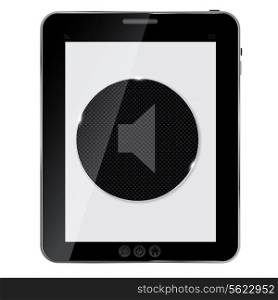 Concept of media glass icon on abstract tablet . Vector illustration