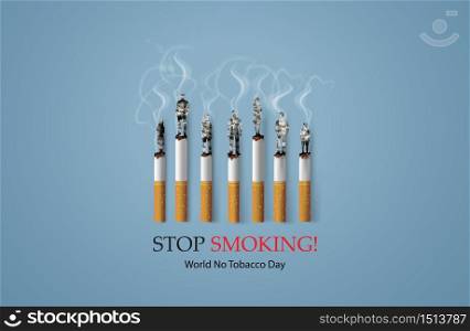 concept of no smoking and World No Tobacco Day with peoples.Paper cut style.
