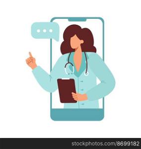 Concept of online medical consultation. Vector medical icon doctor with folder. Image personal with stethoscope. Illustration Medic people avatar in a flat style.. Concept of online medical consultation. Vector medical icon doctor with folder. Image personal with stethoscope. Illustration Medic people avatar in a flat style