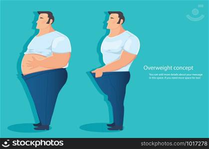 concept of overweight character , belly fat vector illustration