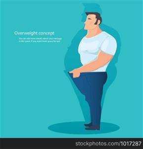 concept of overweight character , belly fat vector illustration