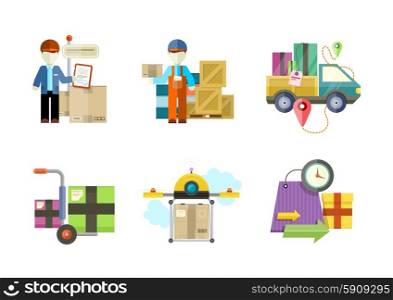 Concept of services in delivery goods. Online shopping and worldwide shipping. Can be used for web banners, marketing and promotional materials, presentation templates