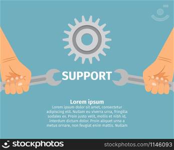 Concept of technical support and technical service, vector illustration. Concept of technical support
