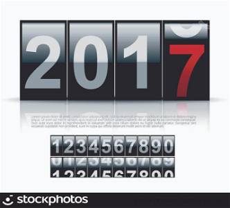 Concept of The New Year 2017.Close Up of The Digits of A Mechanical Counter