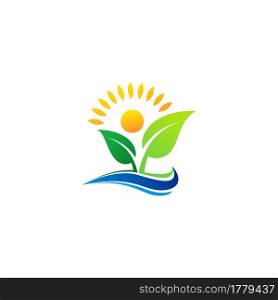 concept plant and wellness people logo icon, Sunlight and nature plant ecology logo symbol icon vector design illustration