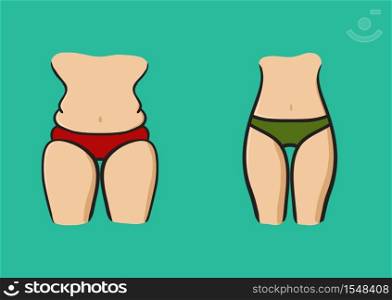 Concept slimming symbol weight loss. Silhouette of sport girl with slender figure, which is engaged in sports. Vector. Hand drawn. Hand drawn vector. Concept slimming symbol weight loss. Silhouette of sport girl with slender figure