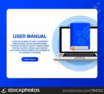 Concept User manual book for web page, banner, social media. Vector stock illustration