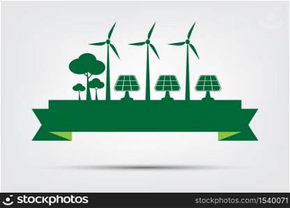 Concept World environment and Earth Symbol With cityscape ecology With Eco-Friendly Ideas,Vector Illustration