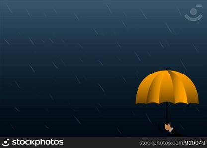Concept Young businessman Umbrella Show leadership and success , Climate Change , rain season , rain storm vector illustration