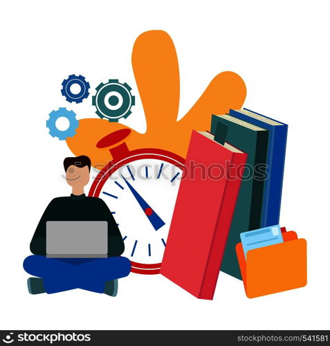 Concepts for online education, e-book, E-learning, self-education. Modern vector flat illustration isolated on white background. Concepts for online education, e-book, E-learning, self-education.