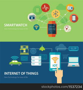 concepts for smart watch and internet of things flat design