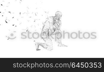 Conceptual abstract man thinking. Connected lines, dots, triangles, particles on white. Artificial intelligence concept. High technology vector digital background. 3D render vector illustration. Conceptual abstract man thinking. Connected lines, dots, triangles, particles on white background. Artificial intelligence concept. High technology vector digital background. 3D render vector illustration