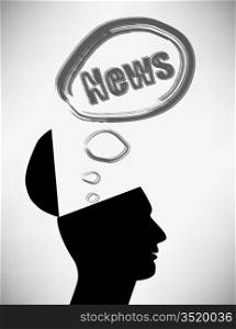 Conceptual Illustration of a open minded man. Man creator of the news