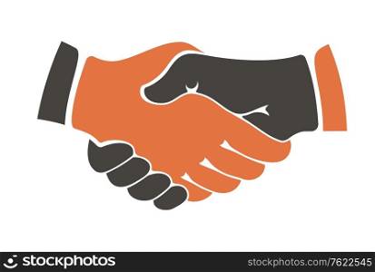 Conceptual image of two people of different ethnicities shaking hands between cultural communities either during a business agreement or in everyday life as a show of trust
