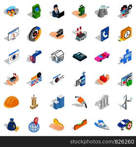 Concern icons set. Isometric style of 36 concern vector icons for web isolated on white background. Concern icons set, isometric style