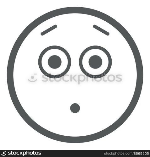 Concerned emoji. Worried face icon. Hushed emoticon isolated on white background. Concerned emoji. Worried face icon. Hushed emoticon