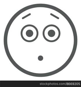 Concerned emoji. Worried face icon. Hushed emoticon isolated on white background. Concerned emoji. Worried face icon. Hushed emoticon