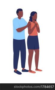 Concerned young couple semi flat color vector characters. Standing figures. Full body people on white. Displaying support isolated modern cartoon style illustration for graphic design and animation. Concerned young couple semi flat color vector characters