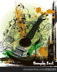 concert poster with guitar vector illustration