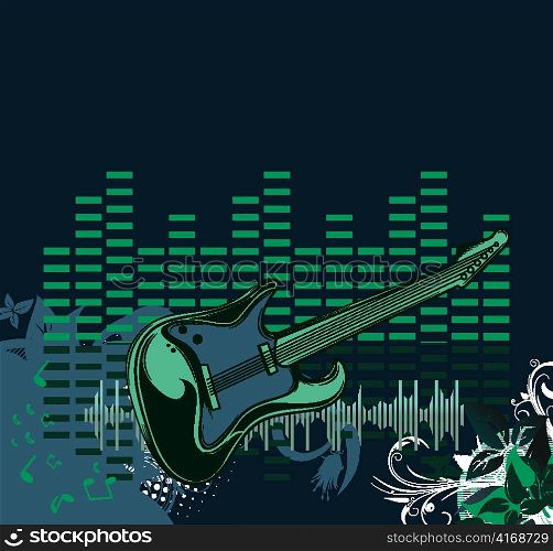 concert poster with guitar vector illustration