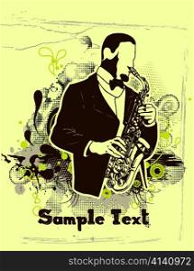 concert poster with man and saxophone