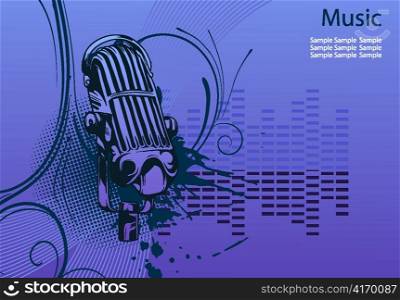 concert poster with microphone vector illustration