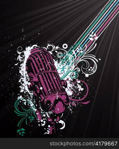 concert poster with microphone vector illustration