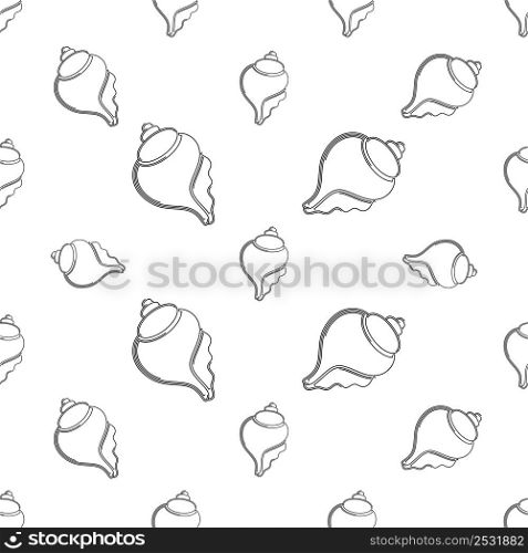 Conch A Marine Mollusc, Conch Icon Seamless Pattern, Sea Snail Vector Art Illustration