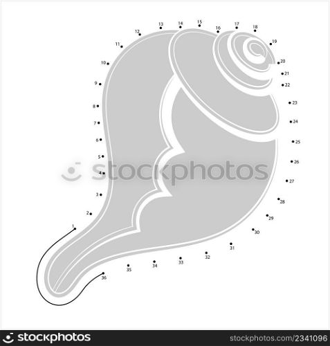 Conch A Marine Mollusc Connect The Dots, Sea Snail Vector Art Illustration, Puzzle Game Containing A Sequence Of Numbered Dots
