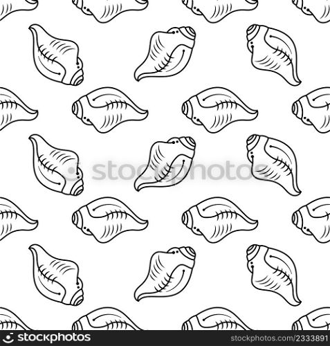 Conch Icon Seamless Pattern, Shell Icon, Snail Shell Spiral Shape Vector Art Illustration