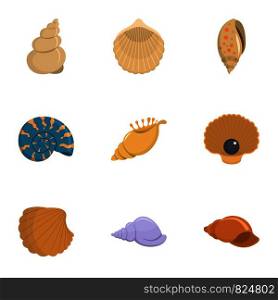 Conch icons set. Cartoon set of 9 conch vector icons for web isolated on white background. Conch icons set, cartoon style