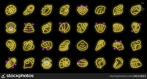 Conch icons set outline vector. Shell beach. Snail nature neon color on black. Conch icons set vector neon