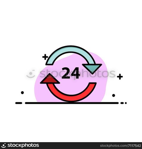 Concierge, Hotel, None, Round The Clock, Service, Stop Business Flat Line Filled Icon Vector Banner Template