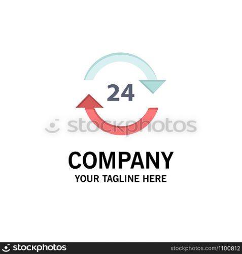 Concierge, Hotel, None, Round The Clock, Service, Stop Business Logo Template. Flat Color