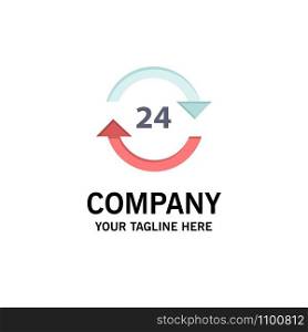 Concierge, Hotel, None, Round The Clock, Service, Stop Business Logo Template. Flat Color
