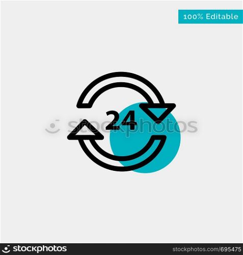 Concierge, Hotel, None, Round The Clock, Service, Stop turquoise highlight circle point Vector icon