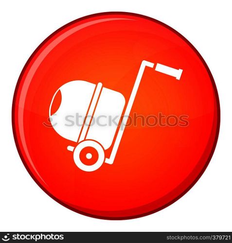 Concrete mixer icon in red circle isolated on white background vector illustration. Concrete mixer icon, flat style