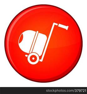 Concrete mixer icon in red circle isolated on white background vector illustration. Concrete mixer icon, flat style