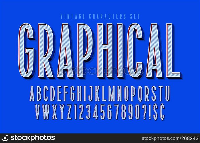 Condensed comical 3d display font design, alphabet, letters and numbers. Swatch color control.. Condensed comical 3d display font design, alphabet