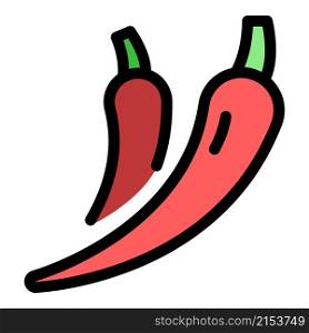Condiment chili pepper icon. Outline condiment chili pepper vector icon color flat isolated. Condiment chili pepper icon color outline vector