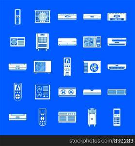 Conditioner air filter vent remote icons set. Simple illustration of 25 conditioner air filter vent remote vector icons for web. Conditioner air filter icons set, simple style