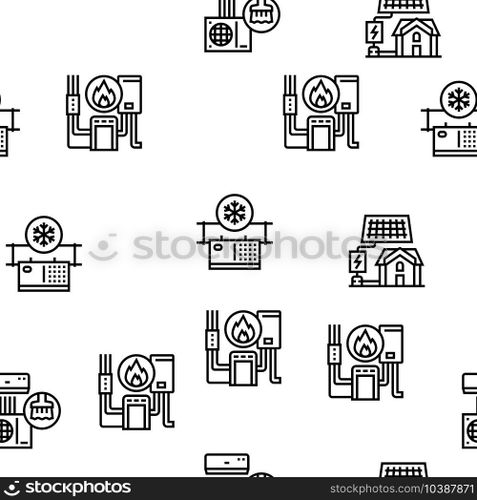 Conditioning System Electronics Vector Seamless Pattern Thin Line Illustration. Conditioning System Electronics Vector Seamless Pattern