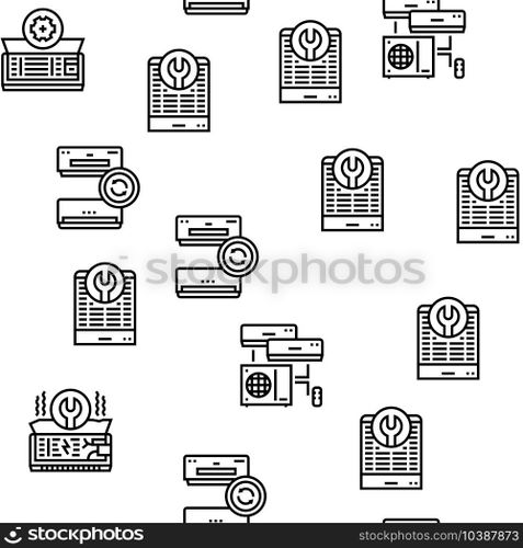Conditioning System Electronics Vector Seamless Pattern Thin Line Illustration. Conditioning System Electronics Vector Seamless Pattern