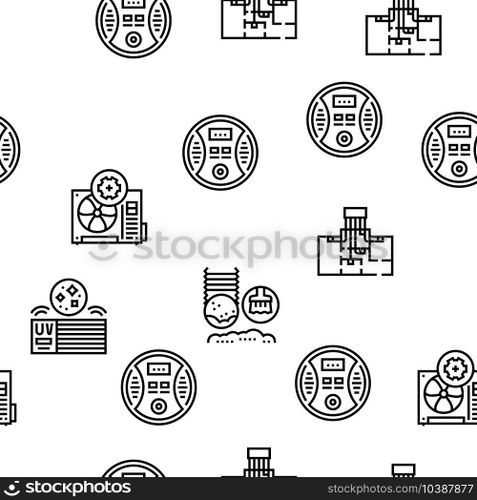 Conditioning System Electronics Vector Seamless Pattern Thin Line Illustration. Conditioning System Electronics Vector Seamless Pattern