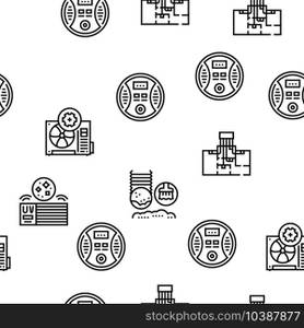 Conditioning System Electronics Vector Seamless Pattern Thin Line Illustration. Conditioning System Electronics Vector Seamless Pattern