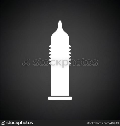 Condom icon. Black background with white. Vector illustration.