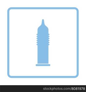 Condom icon. Blue frame design. Vector illustration.