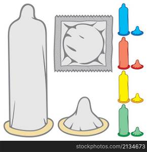 Condoms and packages set