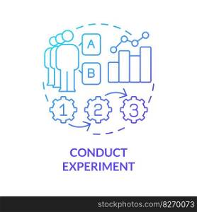 Conduct experiment blue gradient concept icon. Studying activity. Causal research strategy abstract idea thin line illustration. Isolated outline drawing. Myriad Pro-Bold font used. Conduct experiment blue gradient concept icon